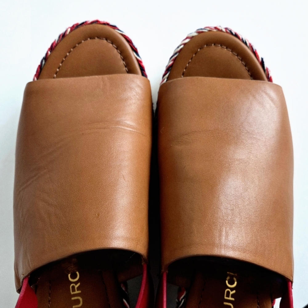Tory Burch Miranda Espadrille Wedge Platform Leather Sandals With Box, Size 10.5 - Picture 4 of 16